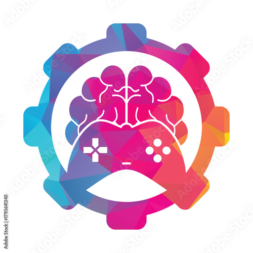 Brain game gear shape concept logo vector illustration.
