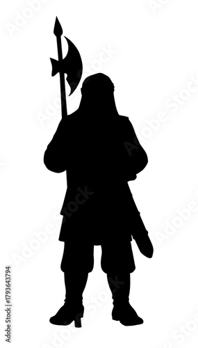 Vector drawing. Old brave warrior