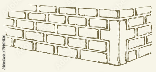 Vector drawing. Cornerstone at the base of the wall