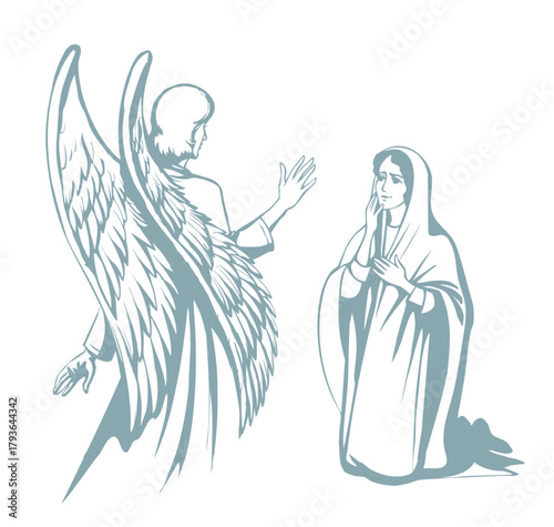Vector illustration. The Angel Annunciation to Mary.
