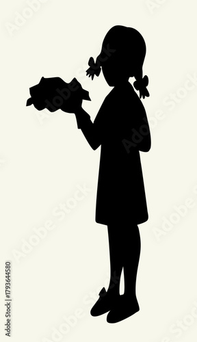 Vector illustration of a girl holding the butter