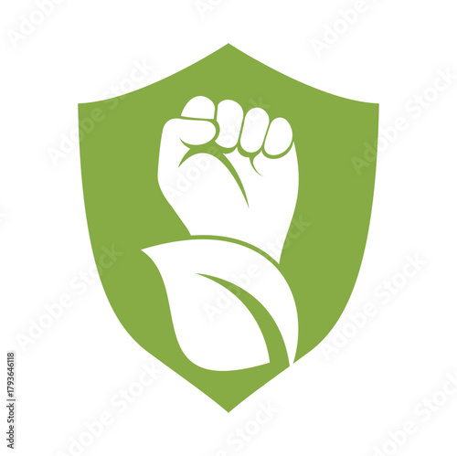 Power of nature vector logo design. Hand and eco symbol or icon.