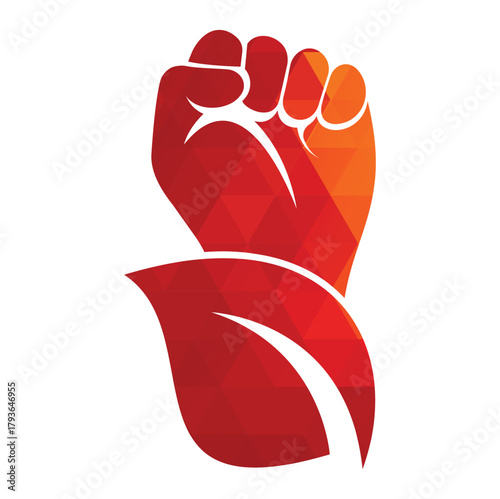 Power of nature vector logo design. Hand and eco symbol or icon.