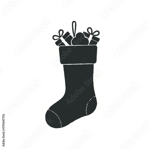 Silhouette of Christmas Bell with Bow Illustration

