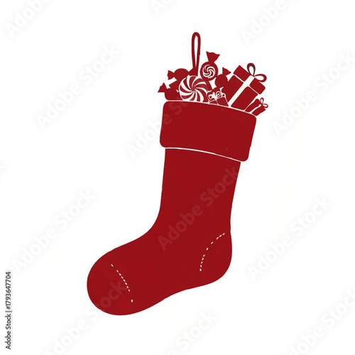Christmas Stocking Silhouette Filled with Gifts

