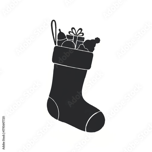Silhouette of Christmas Bell with Bow Illustration

