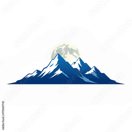 Mountain Range Silhouette with Full Moon Illustration

