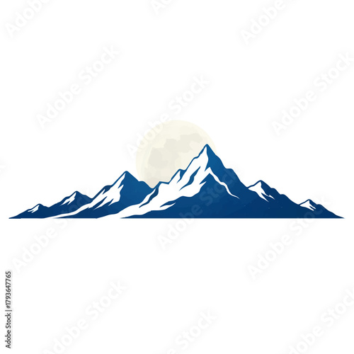 Mountain Range Silhouette with Full Moon Illustration

