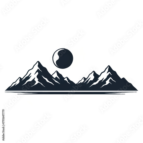 Mountain Range with Rising Sun Vector Illustration

