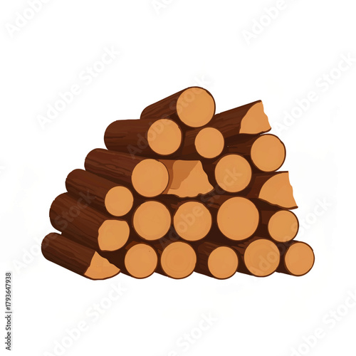 Illustration of Stacked Firewood on White Background

