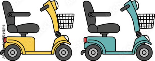 Colorful Vintage Scooters Side by Side Urban Transportation Illustration