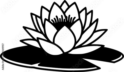 water lily silhouette line art vector illustration with a white background

