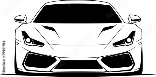 sports car silhouette line art vector illustration with a white background

