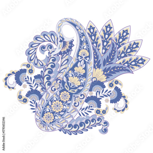Paisley vector isolated pattern. Floral Vintage illustration