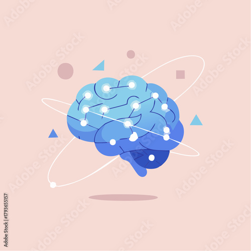 Artificial intelligence (AI) and machine learning concept 2D vector illustration