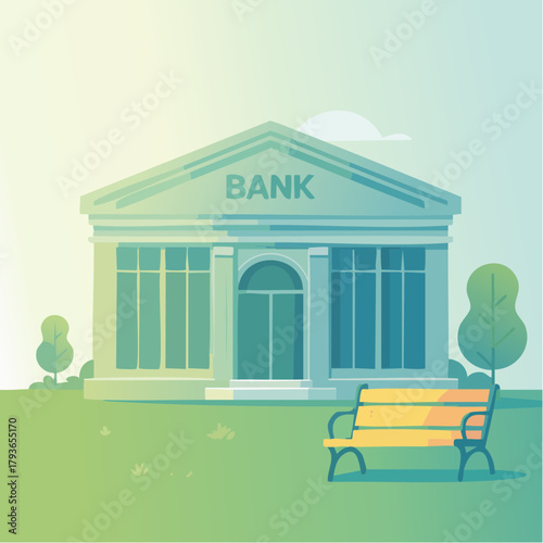 Bank exterior with professional architecture