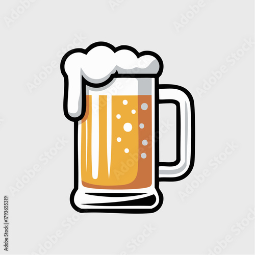 Beer logo with carbonated alcoholic drink in glass mug
