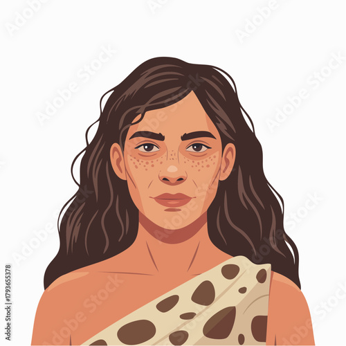 Prehistoric neanderthal - female 2D vector isolated