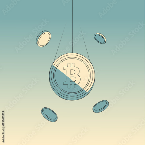 cryptocurrency and bitcoin concept with a coin and tech look