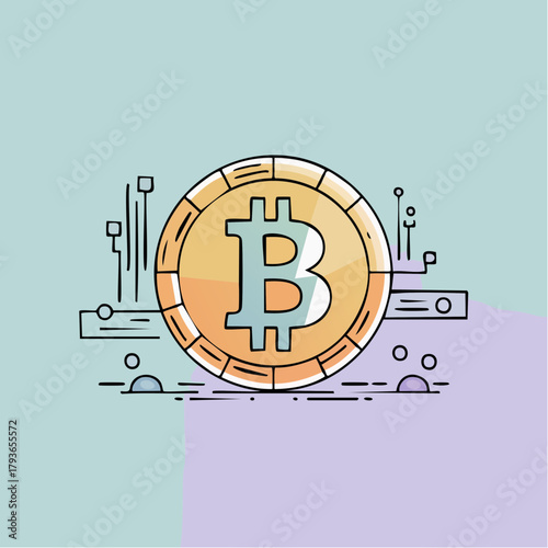 cryptocurrency and bitcoin concept with a coin and tech look