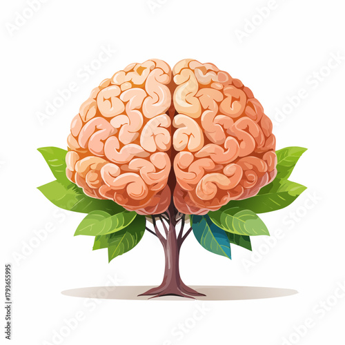Healthy brain concept isolated on solid background - 2d vector illustration