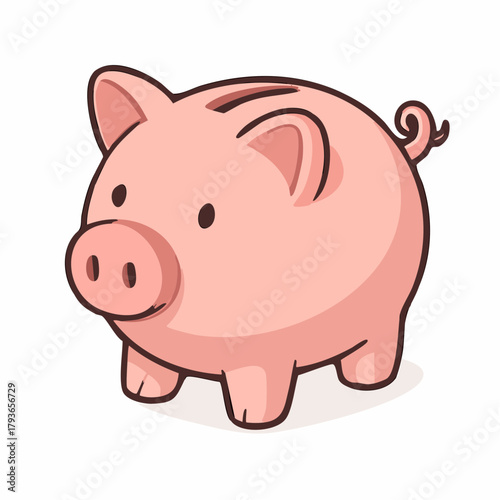 Piggy bank vector with a simplistic minimalist design isolated on white vector 2D