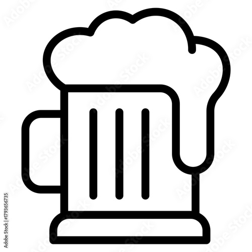 Beer mug icon vector illustration. Classic frothy beer glass symbol for bar, pub, brewery, Oktoberfest, or beverage design