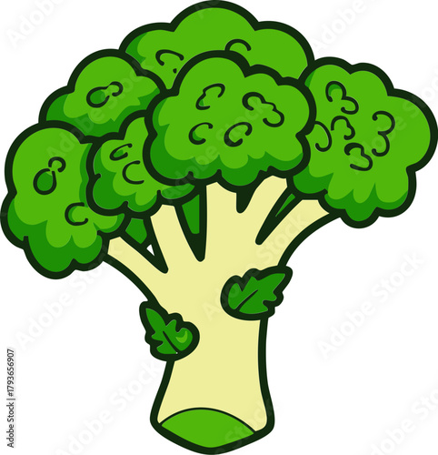 Fresh green broccoli vegetable icon for healthy food and nutrition
