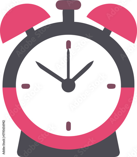 Pink alarm clock icon with classic bell top showing wake time reminder