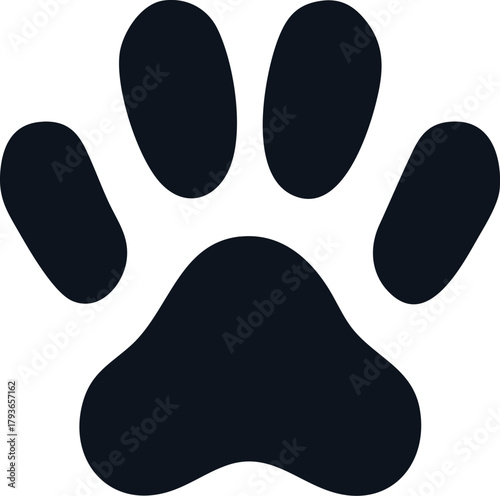 Black paw print icon symbolizing pet track and animal footprint