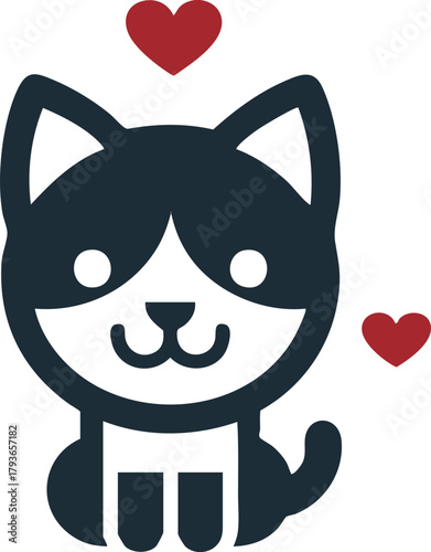 Cute cat character with heart icon showing pet love and affection