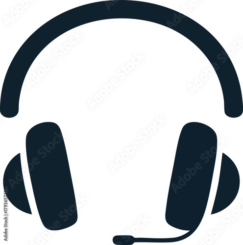 Overear headset icon with microphone for music and voice chat