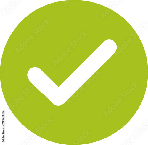 Green circle check symbol icon representing approval and positive status