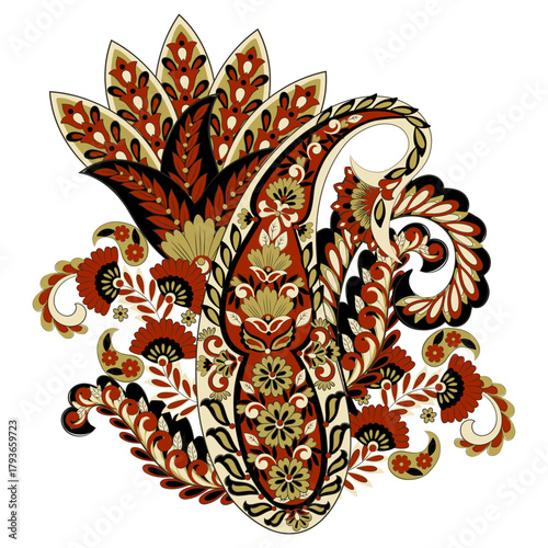 Paisley vector isolated pattern. Floral Vintage illustration