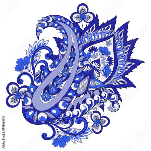 Paisley isolated. Card with paisley isolated for design. Floral vector pattern. Embroidery floral vector pattern.