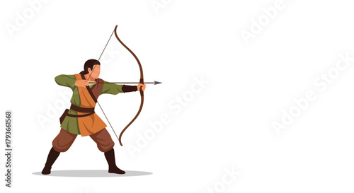 Archer Aiming Arrow Illustration of Precise Targeting