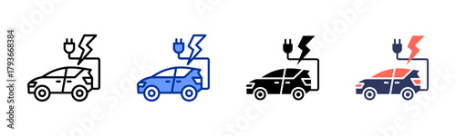 Electric Car icon sheet multiple style collection