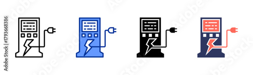 Charging Station icon sheet multiple style collection