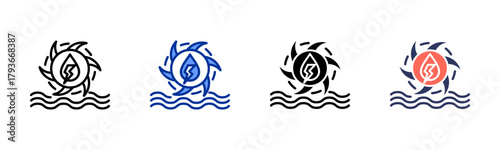 Hydro Power icon sheet multiple style collection