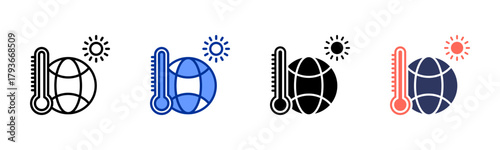 Global Warming icon sheet multiple style collection