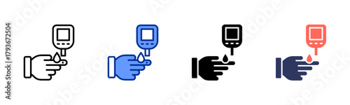 Glucose Meter icon sheet multiple style collection