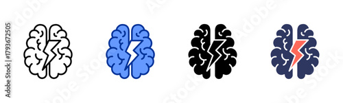 Stroke Brain icon sheet multiple style collection