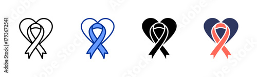 Cancer Ribbon icon sheet multiple style collection