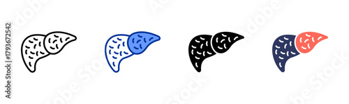 Liver Cirrhosis icon sheet multiple style collection