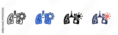 Pneumonia Infection icon sheet multiple style collection