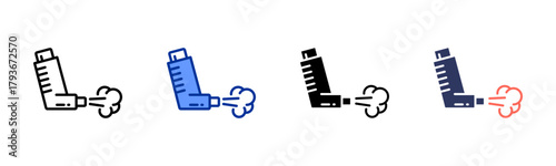 Asthma Inhaler icon sheet multiple style collection