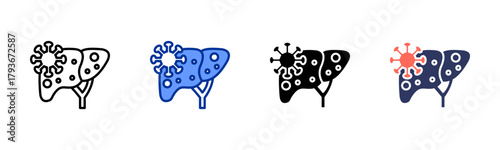 Hepatitis Virus icon sheet multiple style collection