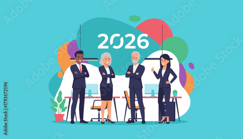 Professional business team planning 2026 strategy Corporate success goals and future vision