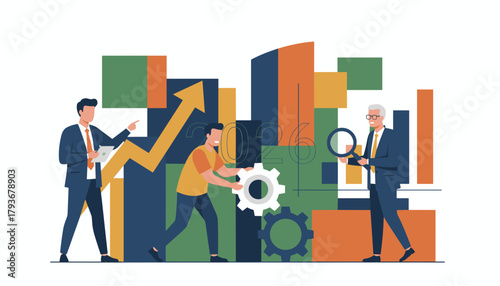 Business team planning growth for 2026 analyzing data and implementing strategy