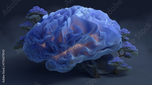 Creative mind conceptual illustration showcasing intelligence and mental growth with trees